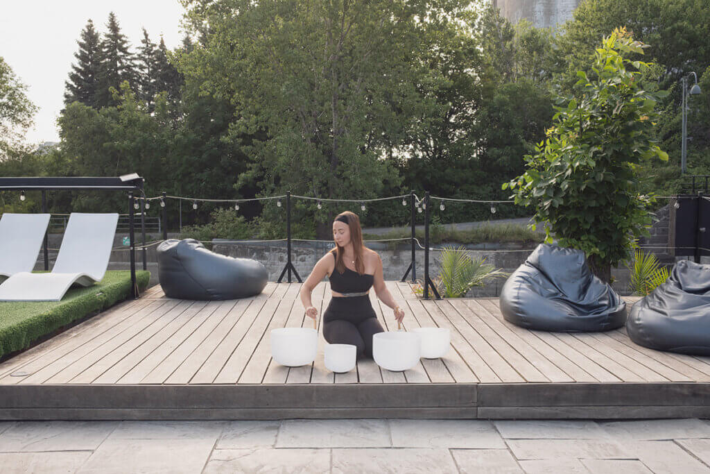 The sound bath experience at Bota Bota